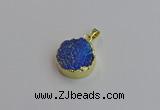 NGP7462 20mm coin plated druzy agate gemstone pendants