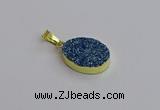 NGP7493 15*20mm oval plated druzy agate gemstone pendants