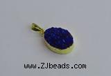NGP7495 15*20mm oval plated druzy agate gemstone pendants