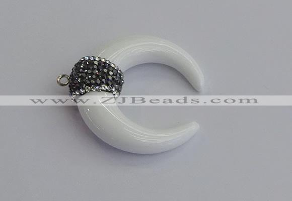 NGP7525 35*38mm horn white porcelain pendants wholesale