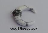 NGP7526 35*38mm horn white howlite pendants wholesale