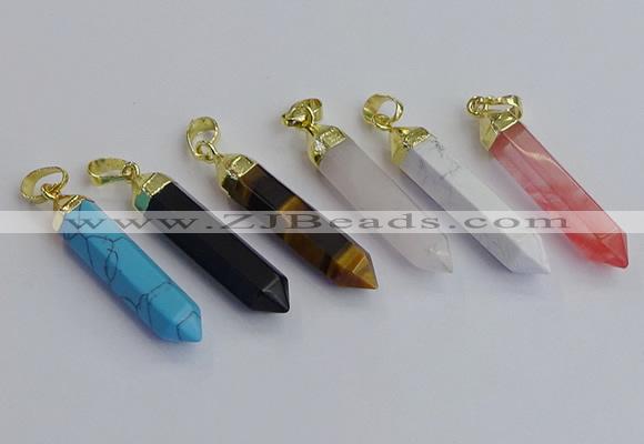 NGP7550 8*40mm sticks mixed gemstone pendants wholesale