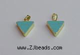 NGP7563 15*16mm triangle white howlite turquoise pendants