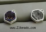 NGP7571 12*12mm hexagon plated druzy agate pendants wholesale