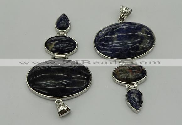 NGP8030 50*82mm - 52*86mm sodalite gemstone pendant set jewelry