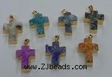 NGP8541 22*30mm - 25*35mm cross druzy agate pendants wholesale