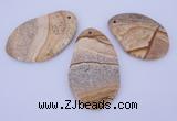 NGP958 5PCS 35-45mm*50-65mm freeform picture jasper gemstone pendants