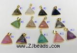 NGP9603 20*20mm faceted triangle plated druzy agate pendants