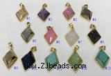 NGP9605 18*25mm faceted diamond plated druzy agate pendants