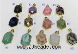 NGP9606 18*25mm faceted hexagon plated druzy agate pendants