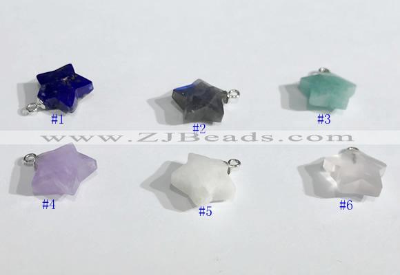 NGP9701 12mm faceted star  mixed gemstone pendants wholesale