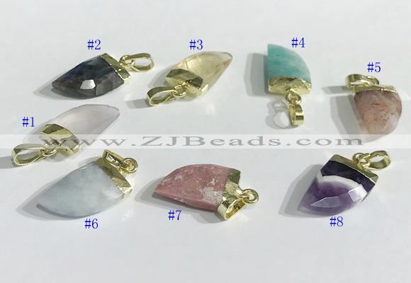 NGP9721 11*16mm horn-shaped  mixed gemstone pendants wholesale