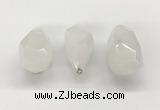 NGP9800 22*35mm - 25*40mm faceted nuggets white jade pendants