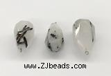 NGP9805 22*35mm - 25*40mm faceted nuggets black rutilated quartz pendants