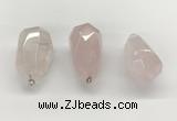 NGP9819 22*35mm - 25*40mm faceted nuggets rose quartz pendants