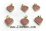 NGP9884 14*16mm faceted pink wooden jasper pendant