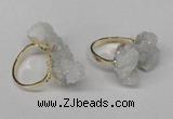 NGR101 13*18mm - 15*20mm nuggets plated druzy quartz rings