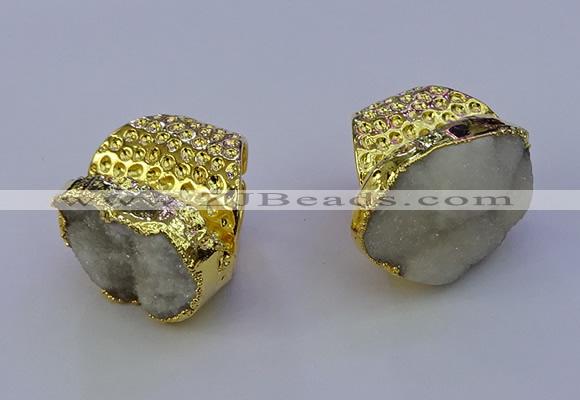 NGR1022 20*25mm - 25*35mm freeform druzy agate gemstone rings