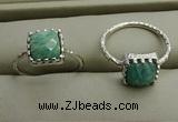 NGR1065 8*8mm square amazonite gemstone rings wholesale