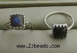 NGR1067 8*8mm square labradorite gemstone rings wholesale