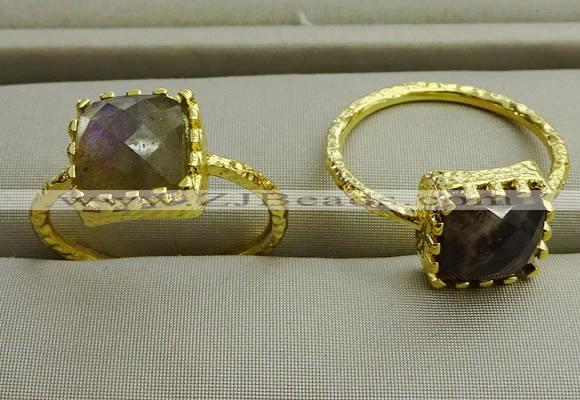 NGR1074 8*8mm square labradorite gemstone rings wholesale