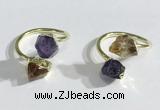 NGR1081 8*10mm - 10*12mm faceted nuggets Citrine & amethyst rings