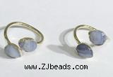 NGR1089 8*10mm faceted flat droplet blue lace agate rings wholesale