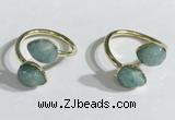 NGR1094 8*10mm faceted flat droplet amazonite rings wholesale