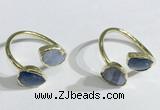 NGR1095 8*10mm faceted flat droplet kyanite & blue lace agate rings wholesale