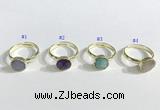 NGR1102 10mm faceted coin  mixed gemstone rings wholesale