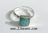 NGR1105 10mm faceted square  amazonite gemstone rings wholesale