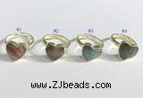 NGR1107 13mm faceted heart  mixed gemstone rings wholesale