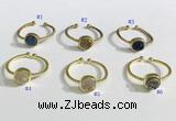 NGR1114 8mm coin  druzy agate gemstone rings wholesale