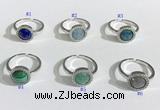 NGR1133 11mm flat round mixed gemstone gemstone rings wholesale