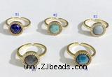 NGR1134 11mm flat round mixed gemstone gemstone rings wholesale