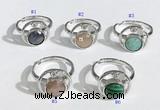 NGR1136 7mm - 11mm flat round mixed gemstone gemstone rings wholesale