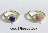 NGR1138 7mm flat round mixed gemstone gemstone rings wholesale