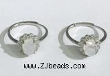 NGR1142 6*8mm oval white moostone gemstone rings wholesale