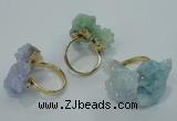 NGR15 15*20mm - 20*25mm nuggets plated druzy quartz rings