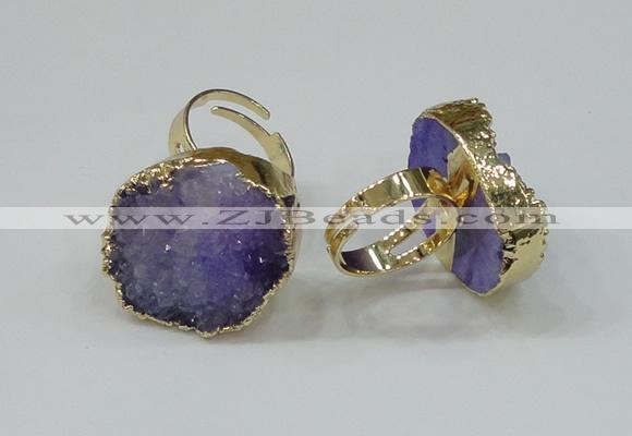 NGR160 22*30mm - 25*30mm freeform druzy agate rings wholesale