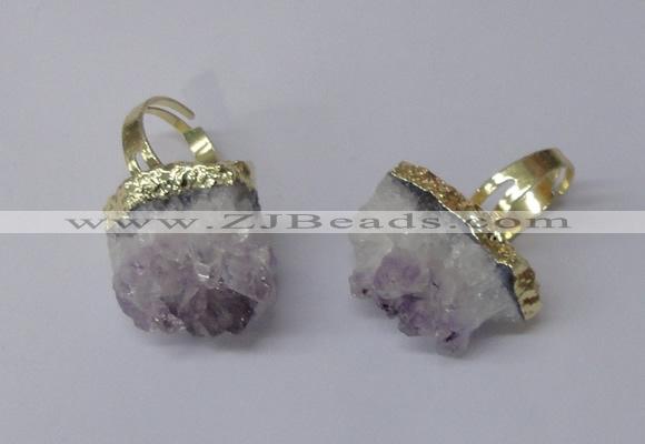 NGR166 18*25mm - 20*25mm freeform druzy amethyst rings wholesale