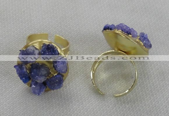 NGR177 25*30mm druzy agate gemstone rings wholesale