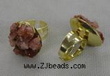 NGR178 25*30mm druzy agate gemstone rings wholesale
