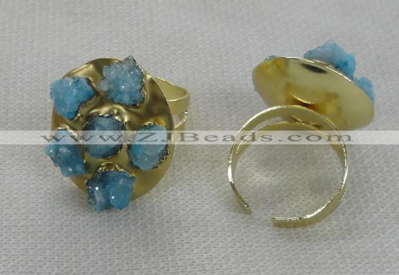 NGR179 25*30mm druzy agate gemstone rings wholesale