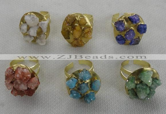 NGR181 25*30mm druzy agate gemstone rings wholesale