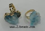 NGR19 18*25mm - 25*30mm nuggets plated druzy quartz rings