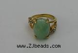 NGR2008 10*15mm faceted oval green aventurine gemstone rings