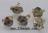 NGR204 18*25mm – 25*35mm freeform druzy quartz gemstone rings