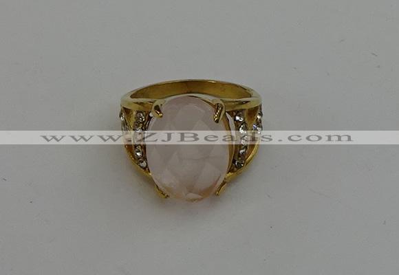 NGR2041 10*15mm faceted oval rose quartz gemstone rings