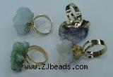 NGR21 18*25mm - 25*30mm nuggets plated druzy quartz rings